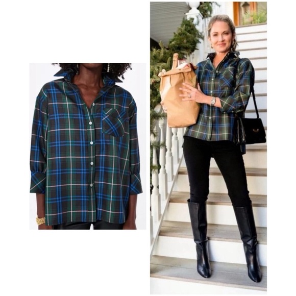Pomander Place Tops - Tuckernuck + Pomander Place Adair Poplin Shirt | Button Up | Tartan Plaid | M